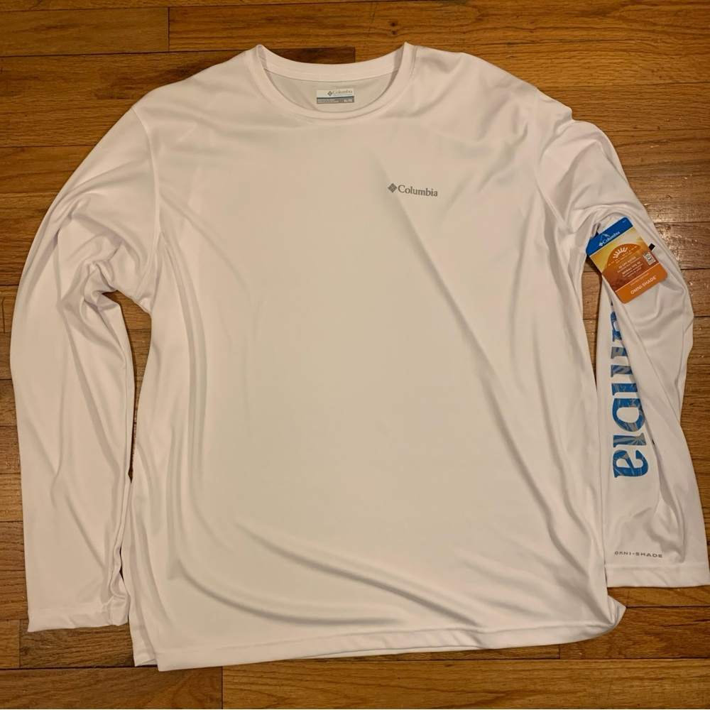 Columbia Men's Omni-Shade Rapid Creek LS Pullover Shirt White Gray  XL NWT